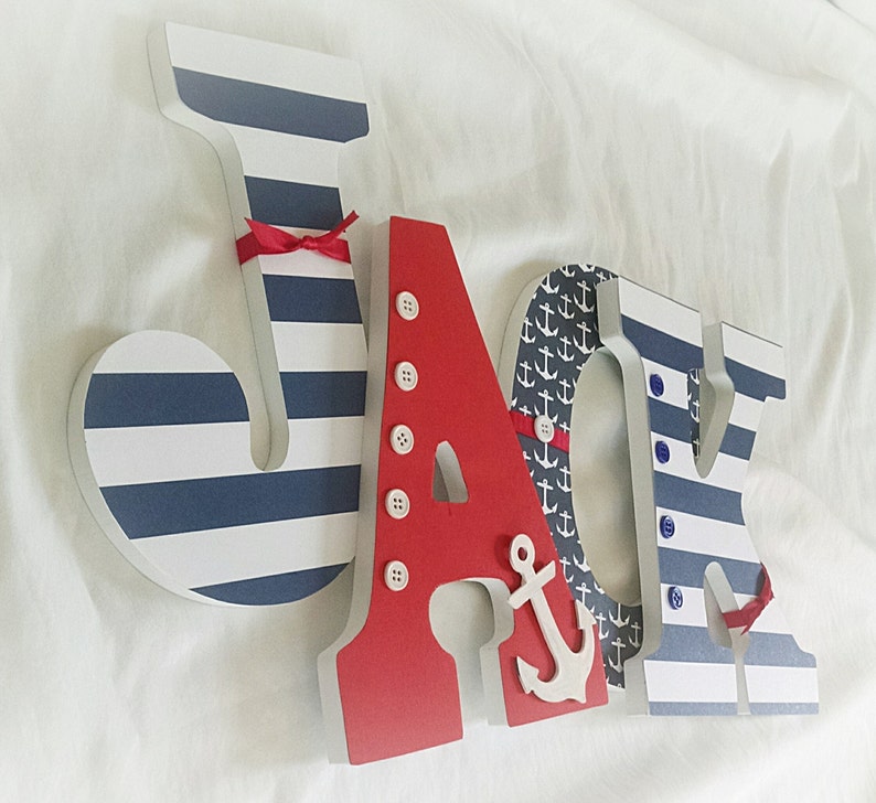 Nautical nursery letters Nautical baby boy name custom Etsy