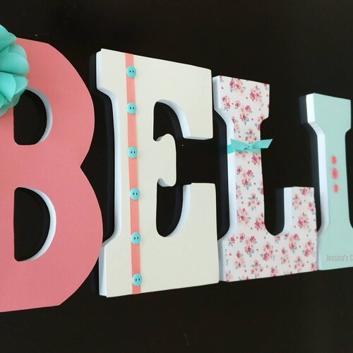 Custom Wooden Letters Light Pink Nursery Girl Bedroom Etsy