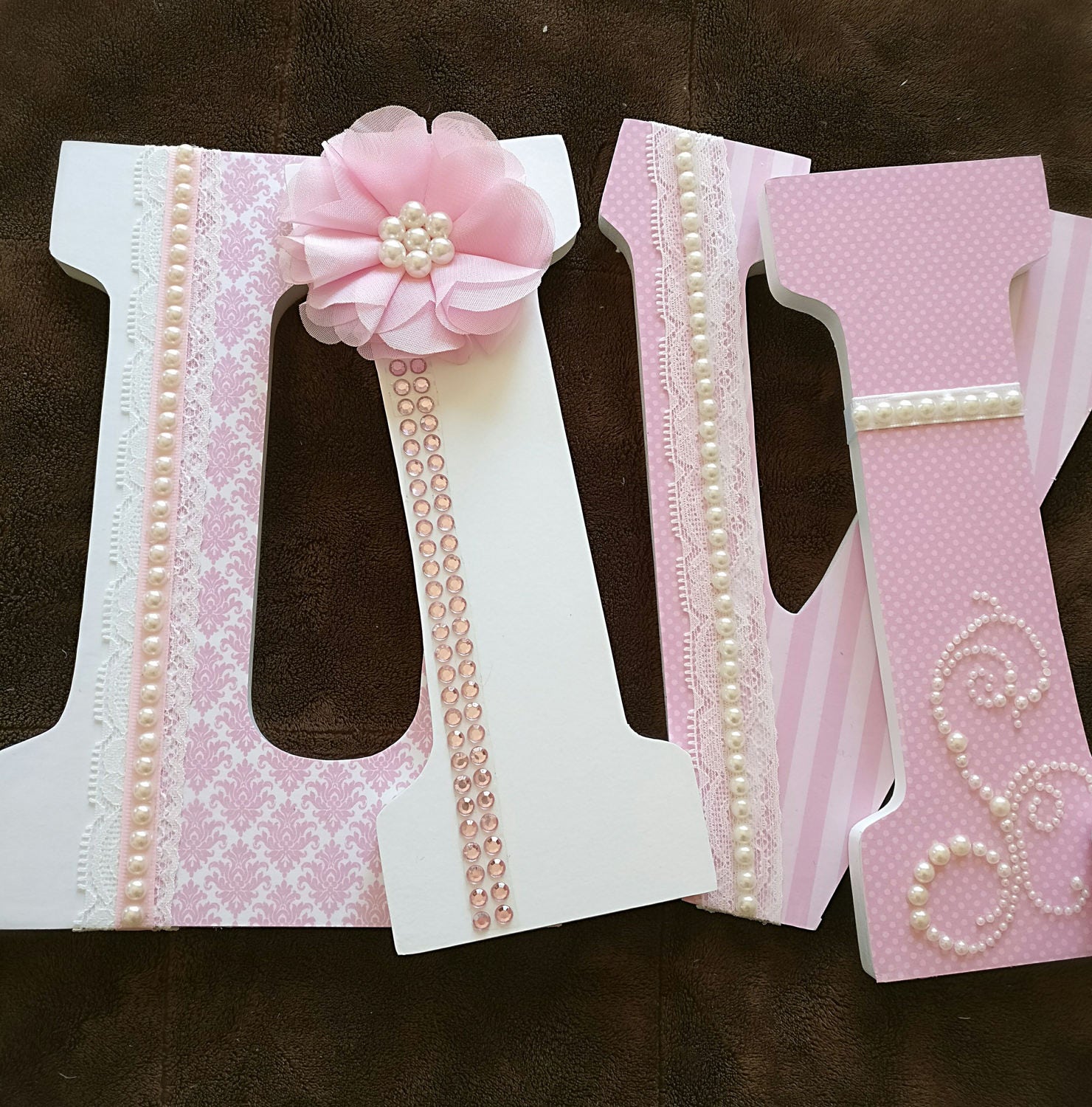 Girl wooden letters girl nursery letters pearl nursery Etsy