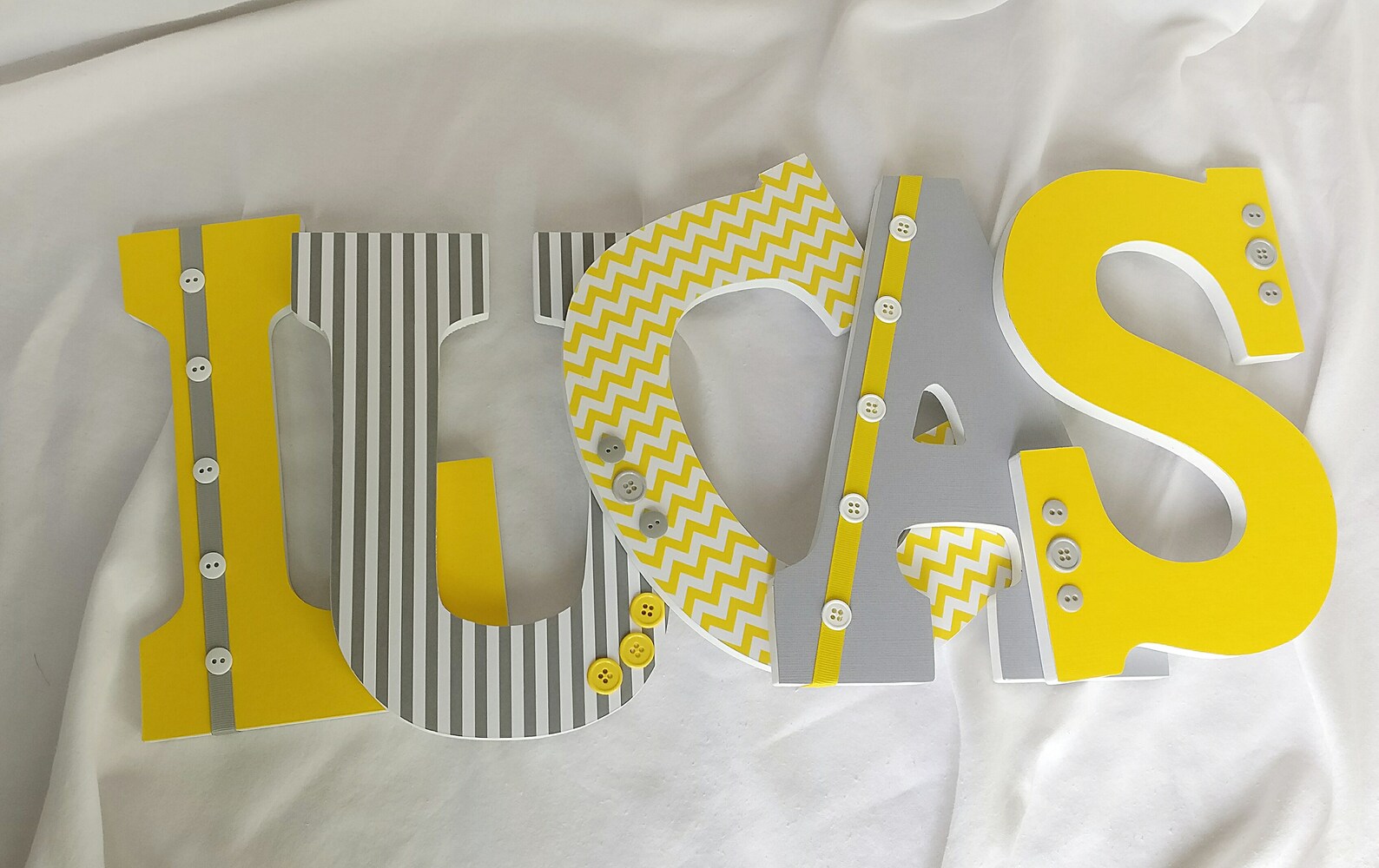 Gray and Yellow Baby Boy Name Nursery Wooden Letters Custom Etsy