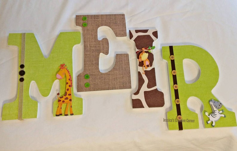 Jungle nursery wooden letters safari nursery decor jungle Etsy