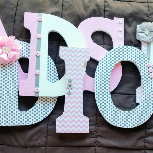 Baby Girl Custom Wooden Letters Pink Butterfly Decor Nursery Etsy