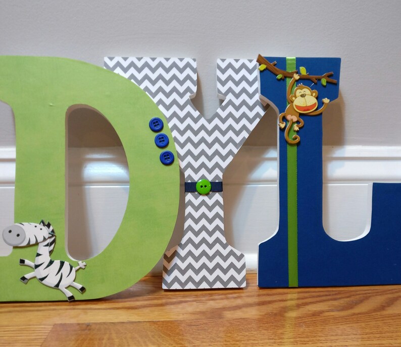 Jungle nursery letters Letters for nursery boy wooden Etsy