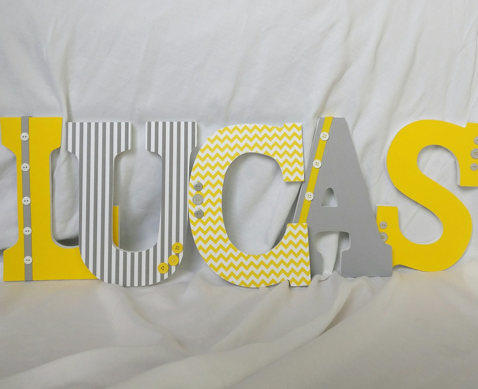 Gray and Yellow Baby Boy Name Nursery Wooden Letters Custom Etsy