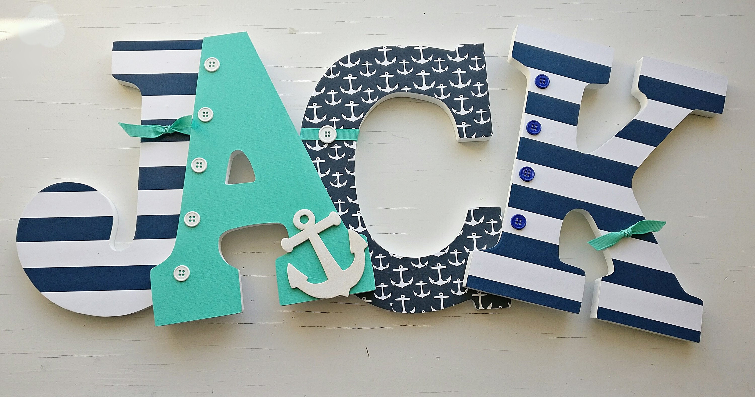 Nautical Letters Nautical Nursery Letters Teal and Navy | Etsy