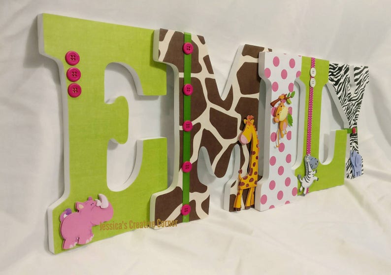 Jungle Nursery Letters Wooden Letters for Girls Jungle Theme Etsy