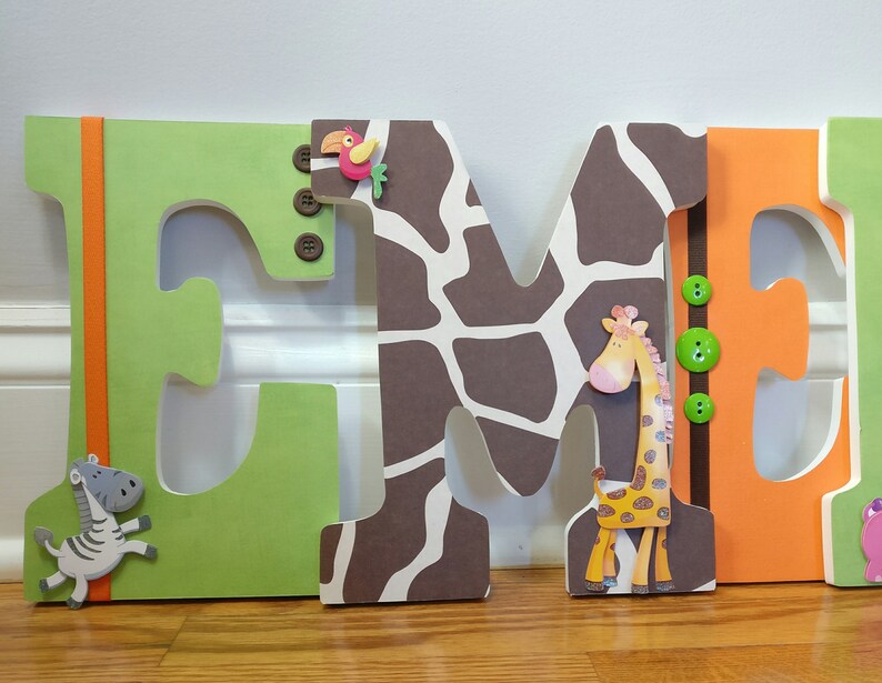 Jungle Nursery Letters Safari Nursery Decor Baby Boy Wooden Etsy