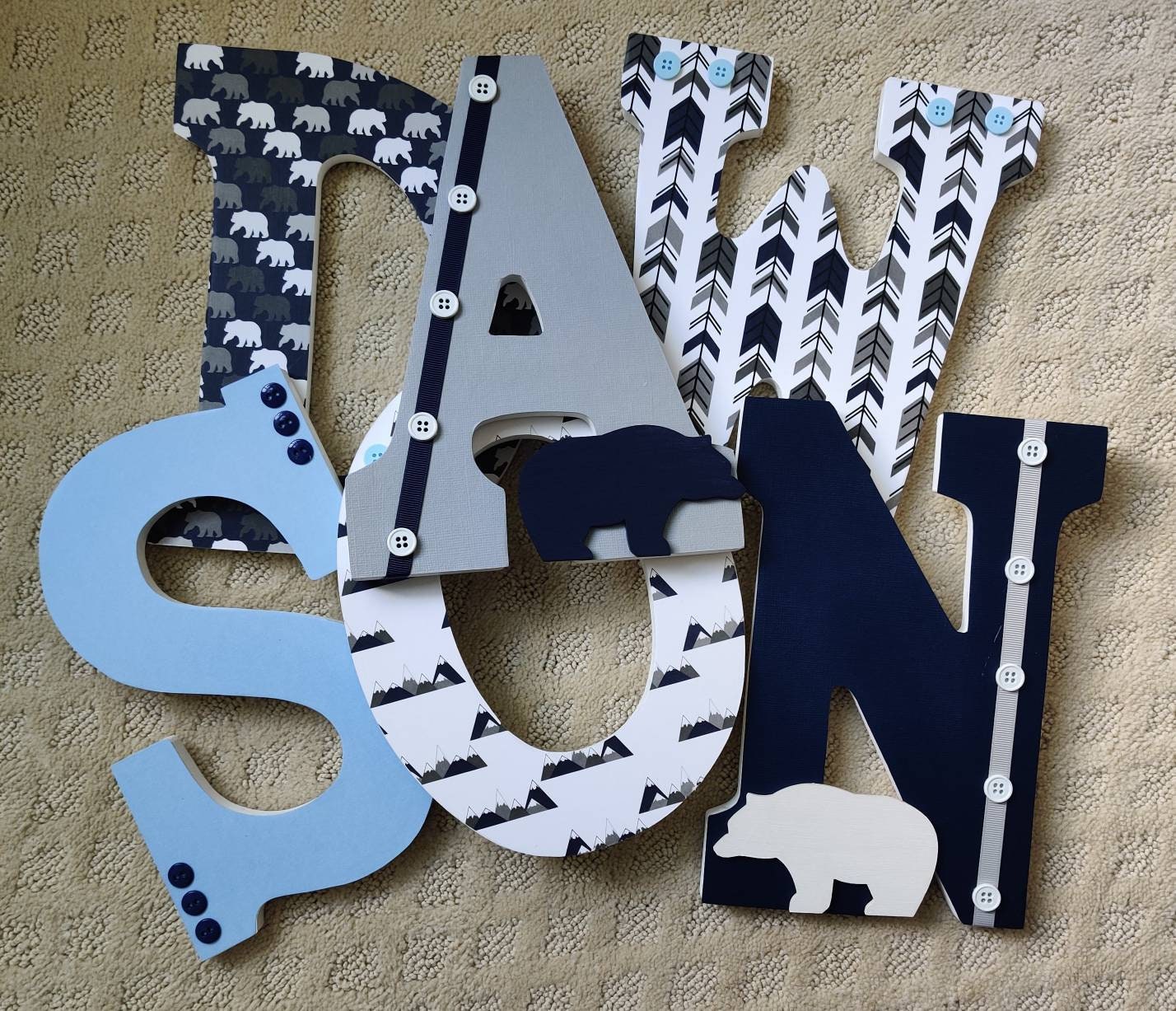 Bear Theme Nursery Letters Baby Boy Nursery Letters Bear Etsy