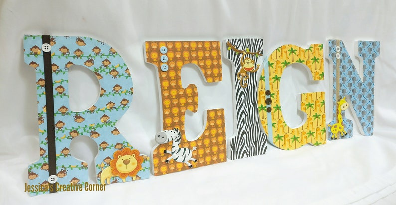 jungle nursery letters safari nursery decor wooden letters