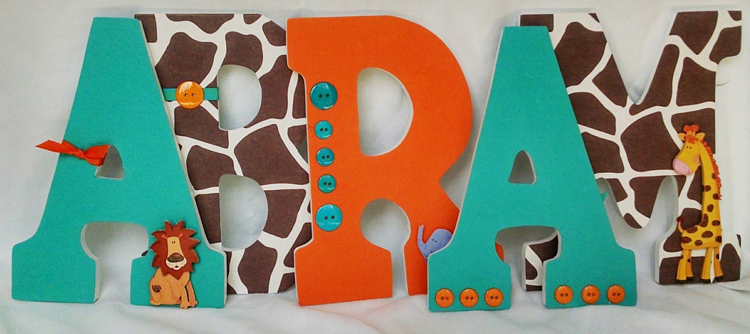Jungle nursery letters Letters for nursery boy wooden Etsy