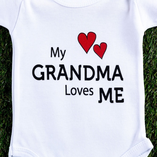 My Grandma Loves Me Baby Bodysuit / Bodysuit Great Cotton Handprinted Baby Gift