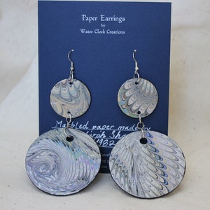 OOAK Marbled Paper Earrings (Doubles Versions A, B, C, and D) - Vintage Hand-Printed Paper