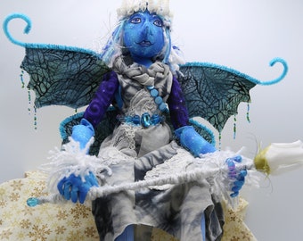 Corentine - OOAK Cloth Doll - Art Doll - Snow Fairy Soft Sculpture - Fiber Art - One Of A Kind
