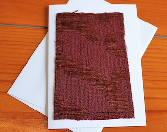 One Of A Kind Blank Fabric Card v.2 - Greeting Card with Envelope - Unique Hand Sewn Cloth and Paper Gift