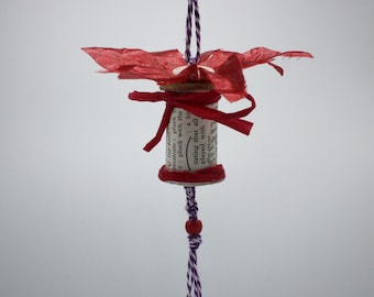 One Of A Kind Upcycled Thread Spool Ornament - Sewing Notions Decoration - Music Themed Gift