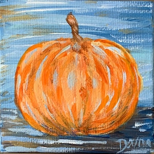 Tiny Pumpkin acrylic painting, Autumn, Fall, Thanksgiving, Halloween