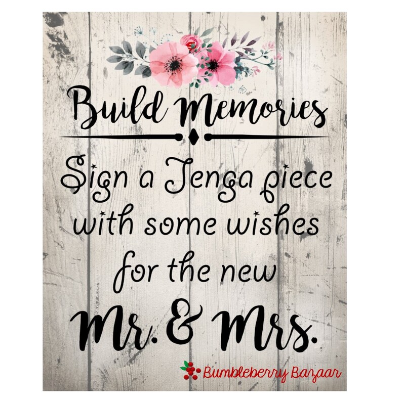 Jenga Pieces Wedding Wishes Sign Printable Etsy