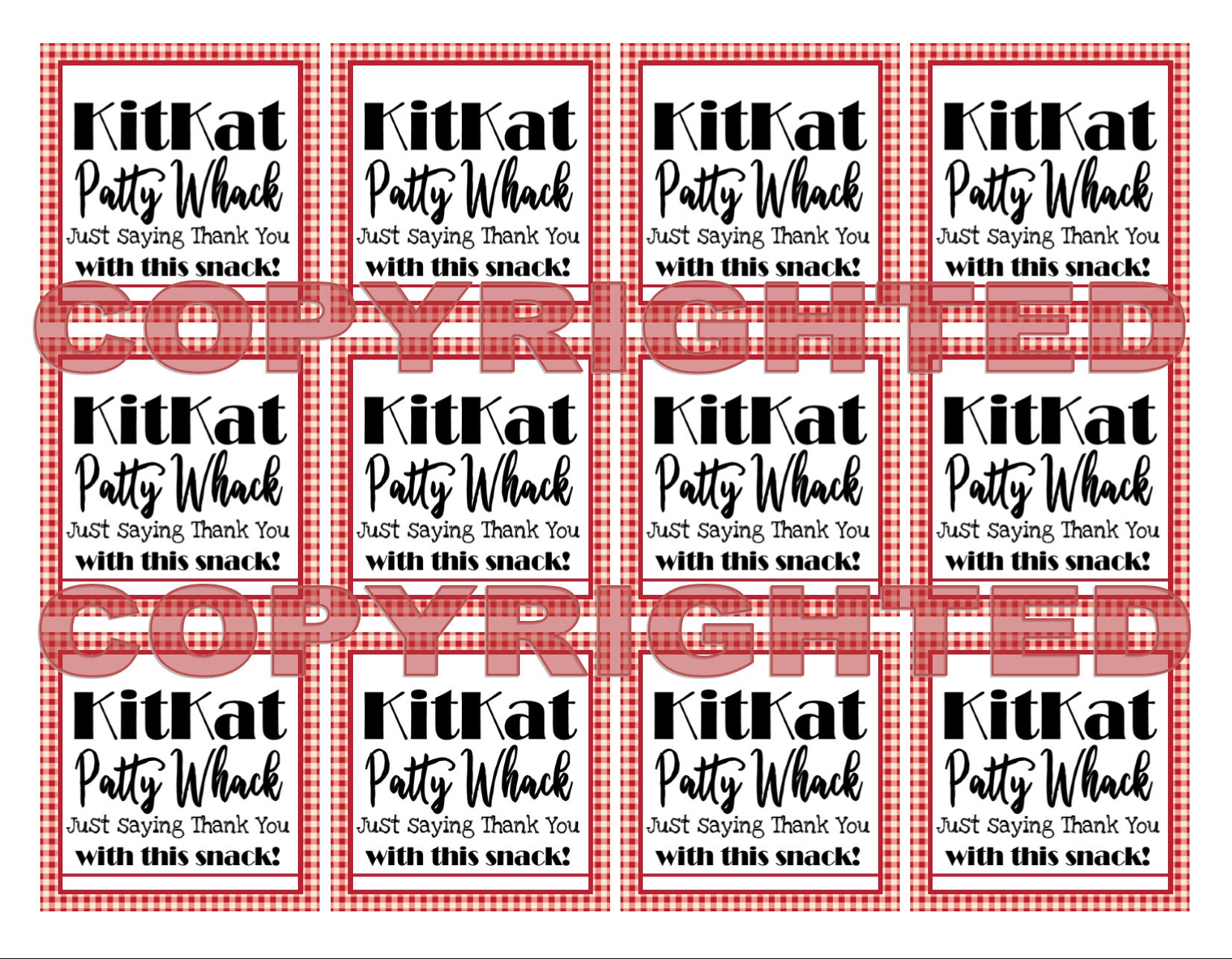 Kit Kat Patty Whack Just Saying Thank You with this Snack Gift Etsy