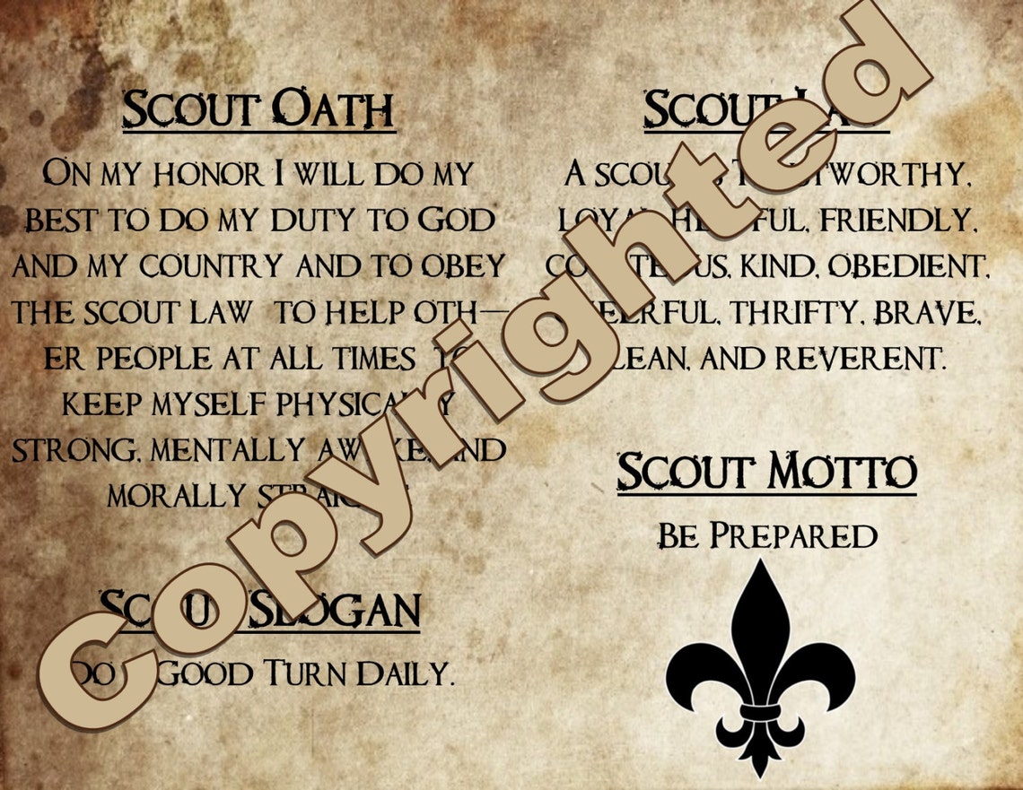 Scout Oath Slogan Law And Motto Wall Art Poster Size Or Etsy