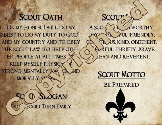 Scout Oath Slogan Law and Motto Wall Art Poster Size or | Etsy