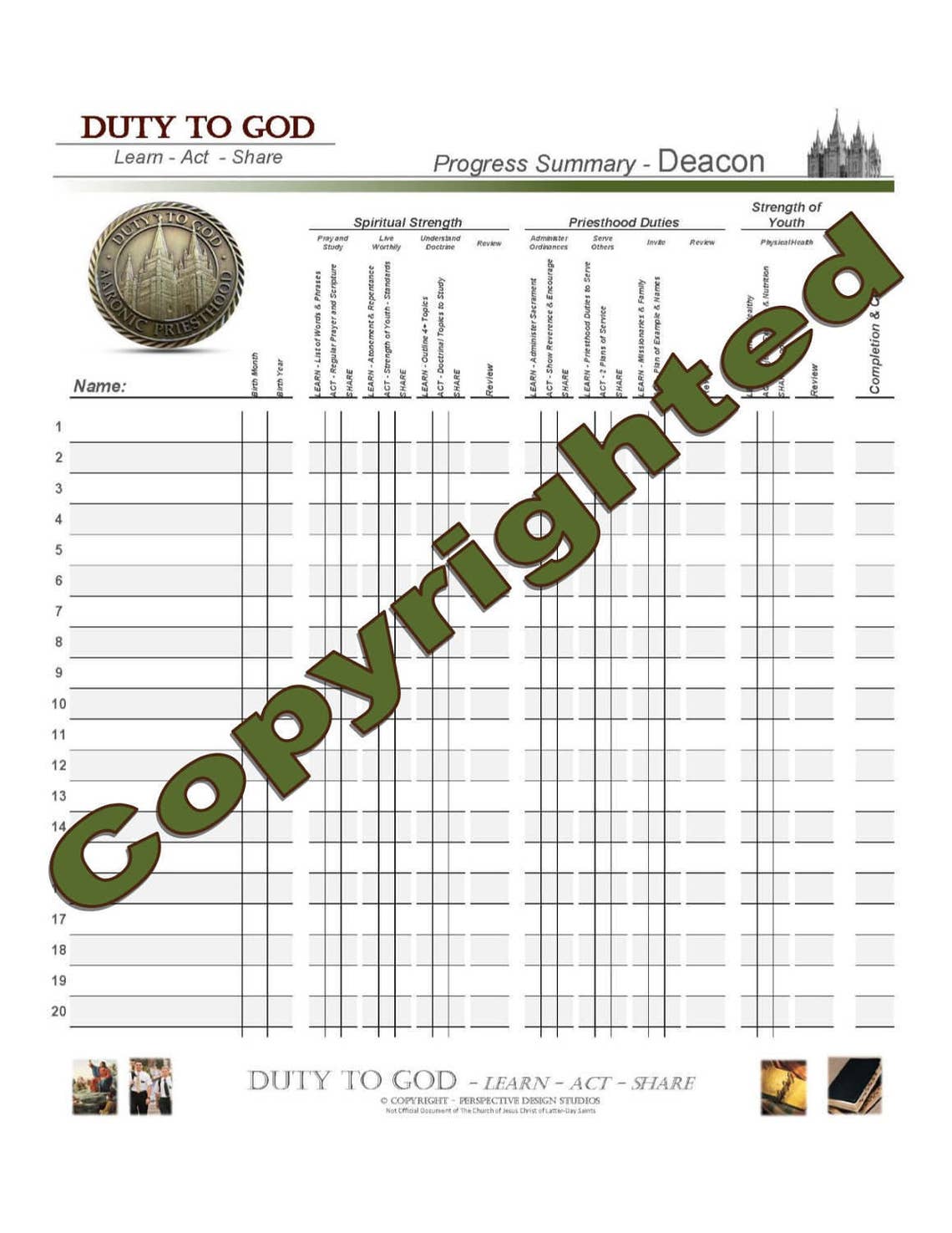 Duty to God Progress Tracking Sheets Editable | Etsy