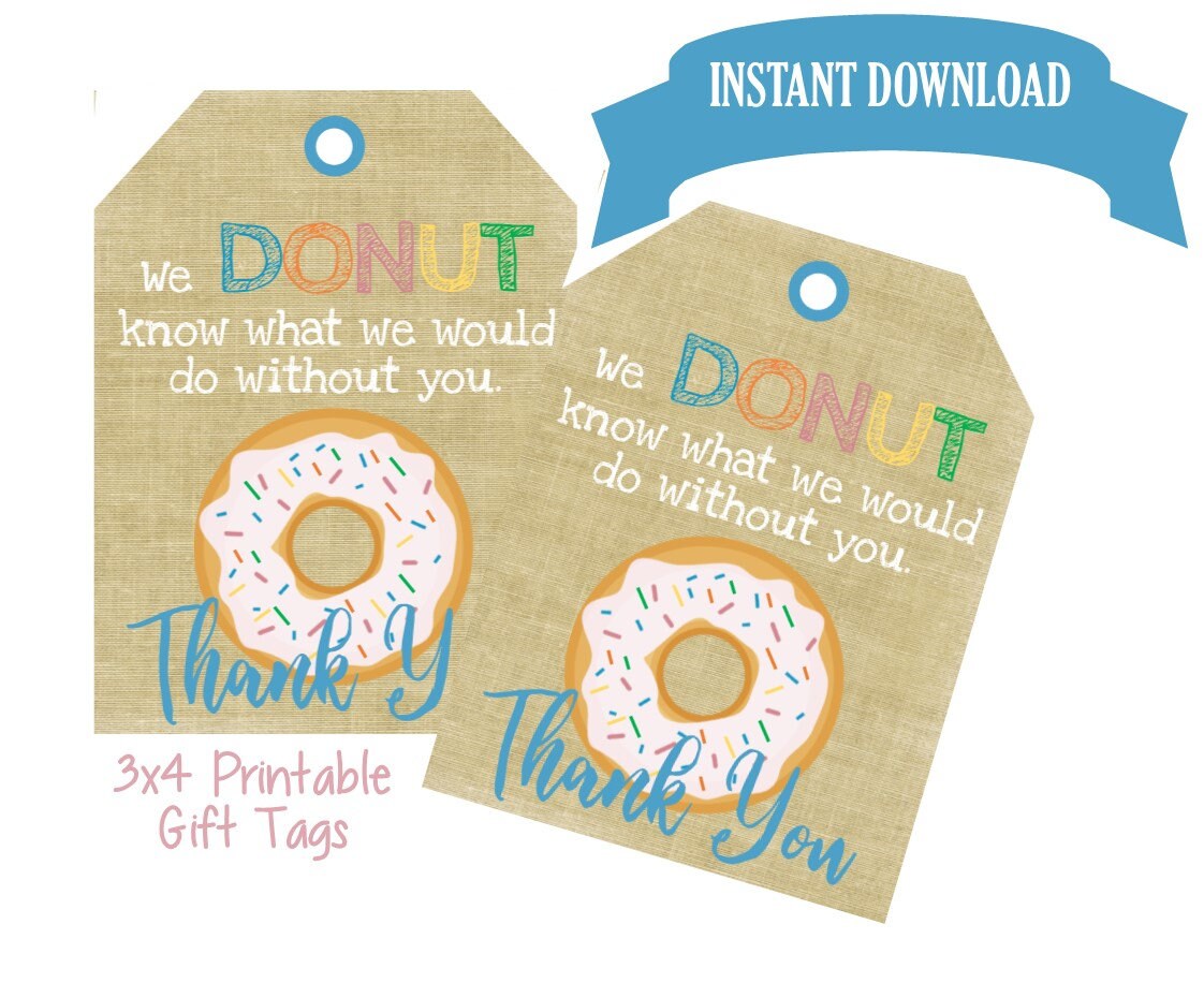 printable donut gift tags and 8x10 donut wall art etsy