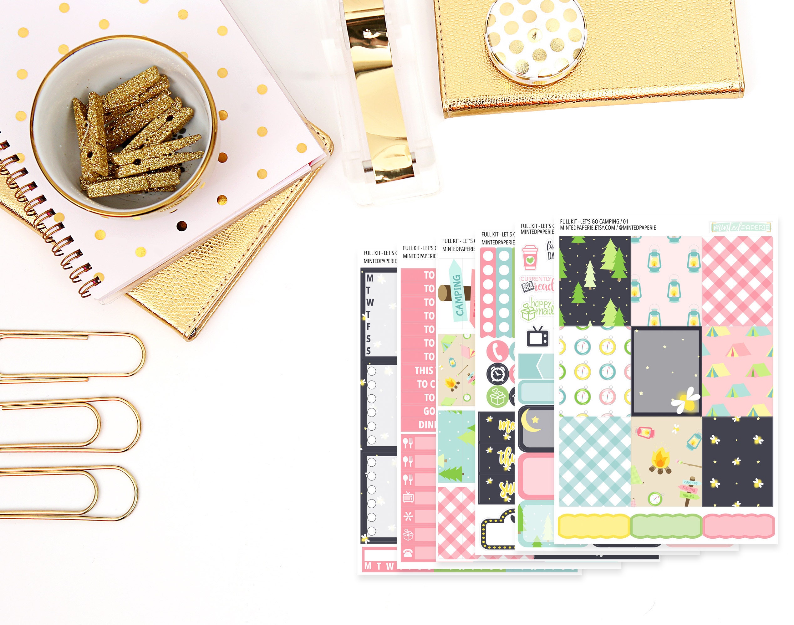Let's Go Camping Full Kit Planner Stickers - fkcamping