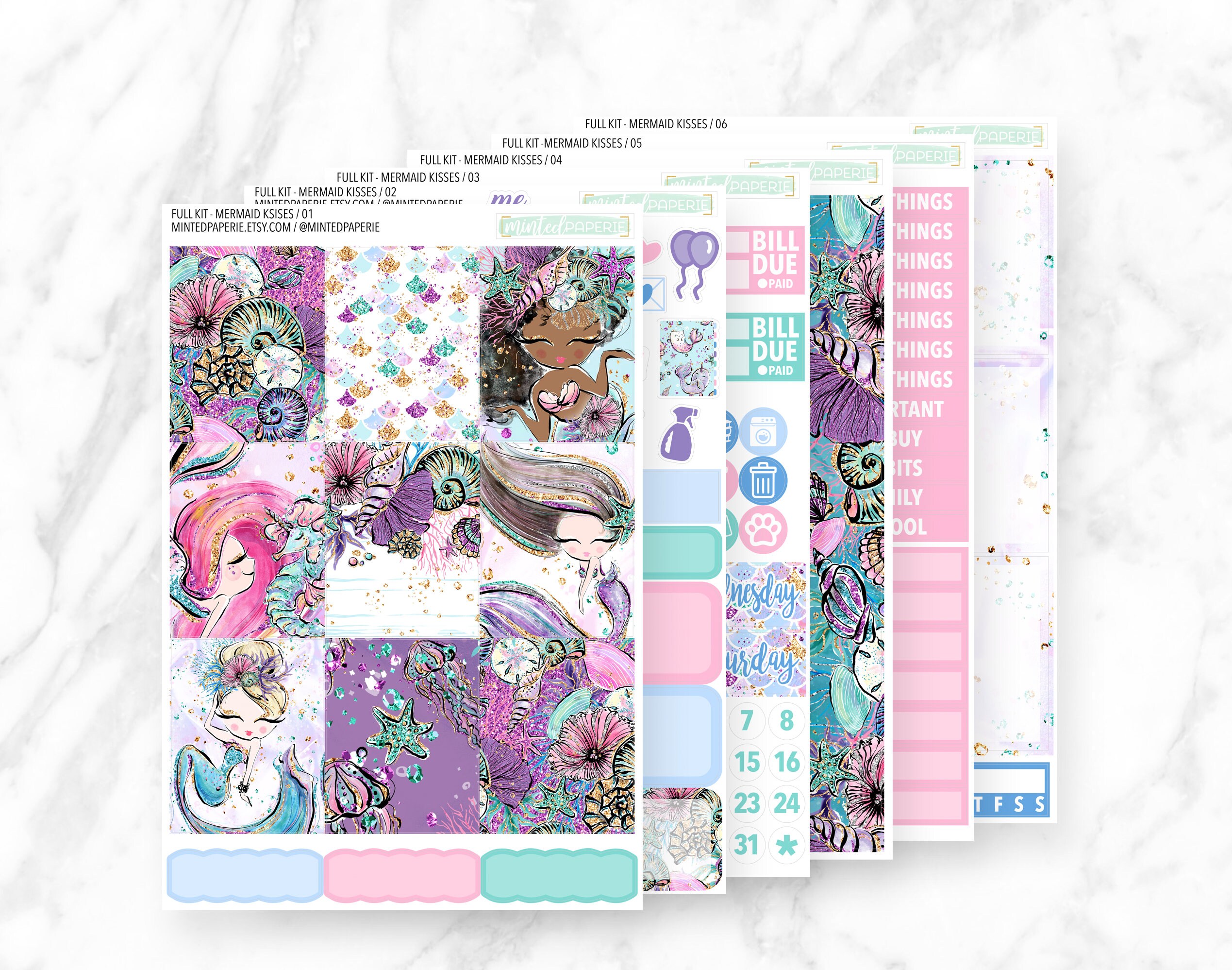 Mermaid Kisses Full Kit Planner Stickers - fkmerkiss