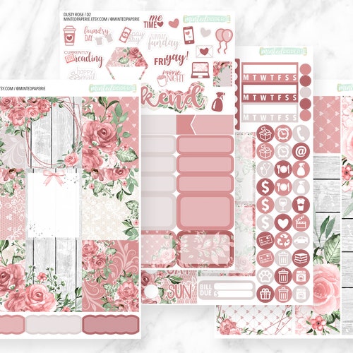 Dusty Rose Mini Kit Planner Stickers Kdusty - Etsy