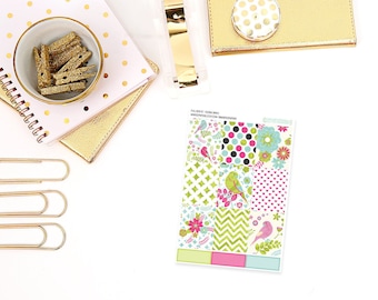 fb07 - Floral Birds Full Box Planner Stickers