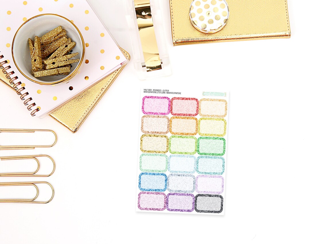 Hb-r-glitter Rainbow Glitter Half Box Planner Stickers - Etsy.de