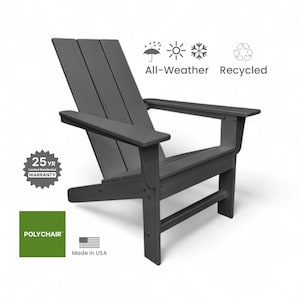 POLYCHAIR™ Modern Flat Back Poly Adirondack Chair All-Weather Outdoor Furniture | Handmade in the USA with Recycled Plastic | Free Shipping!