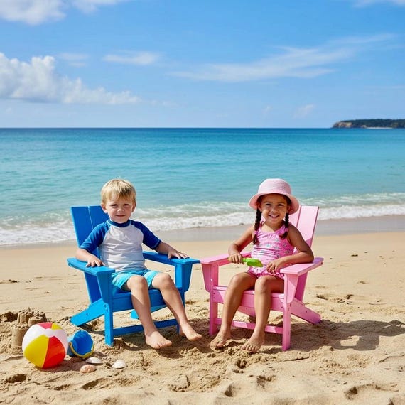 KIDS Chair | Modern Adirondack All-Weather POLYCHAIR™ Flat Back Poly Chair Recycled Plastic | Outdoor Furniture Durable Weatherproof Chair