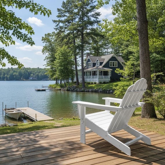 POLYCHAIR™ All-Weather CottageShore Flat Back Poly Adirondack Chair Outdoor Furniture | Made in USA with Recycled Plastic | Free Shipping