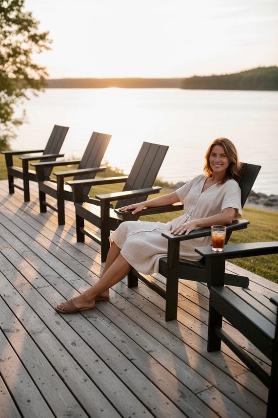 POLYCHAIR™ All-Weather Modern Flat Back Poly Adirondack Chair Outdoor Furniture | Heavy poly not wood | Sustainable Recycled Plastic