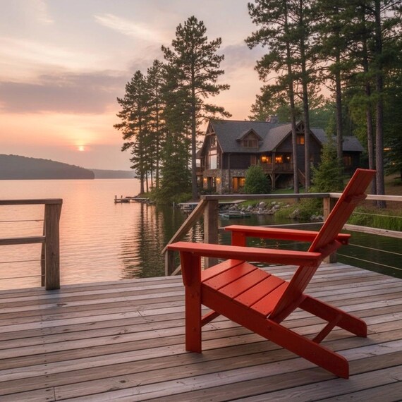 All-Weather POLYCHAIR™ Modern Flat Back Poly Adirondack Chair Outdoor Furniture | Heavy Recycled Plastic Poly not wood | Handmade in the USA