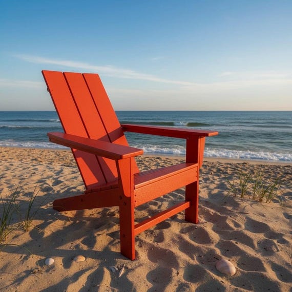 All-Weather POLYCHAIR™ Modern Flat Back Poly Adirondack Chair Outdoor Furniture | Heavy Recycled Plastic Poly not wood | Weatherproof Chair
