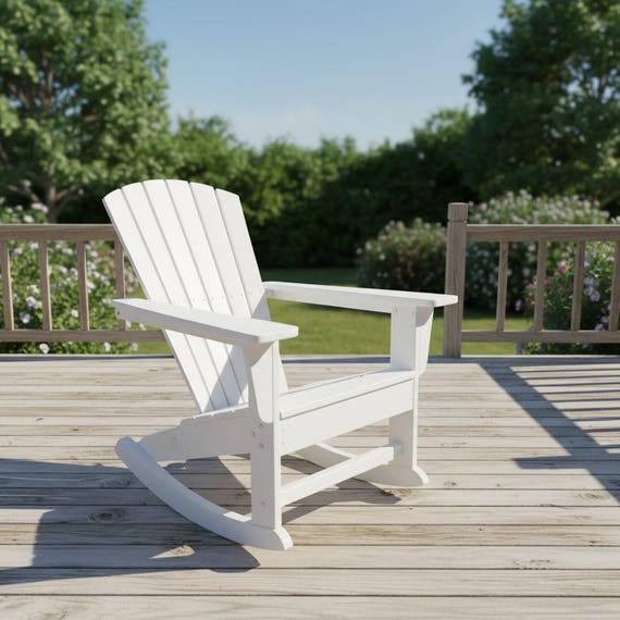 POLYCHAIR™ Rocker Shell Back Poly Adirondack Chair All-Weather Outdoor Furniture | Handmade in the USA with Recycled Plastic