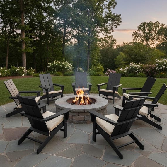 All-Weather Adirondack Chair POLYCHAIR™ Modern Flat Back Poly Outdoor Furniture Weather Resistant | Handmade in USA with Recycled Plastic