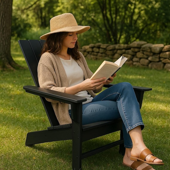 All-Weather POLYCHAIR™ Modern Flat Back Poly Adirondack Chair Outdoor Furniture | Heavy Poly not wood | Sustainable Recycled Plastic