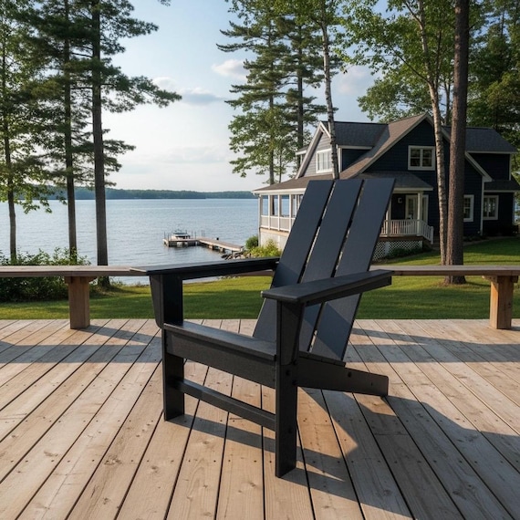 All-Weather POLYCHAIR™ Modern Flat Back Poly Adirondack Chair Outdoor Furniture | Heavy Poly not wood | Sustainable Recycled Plastic