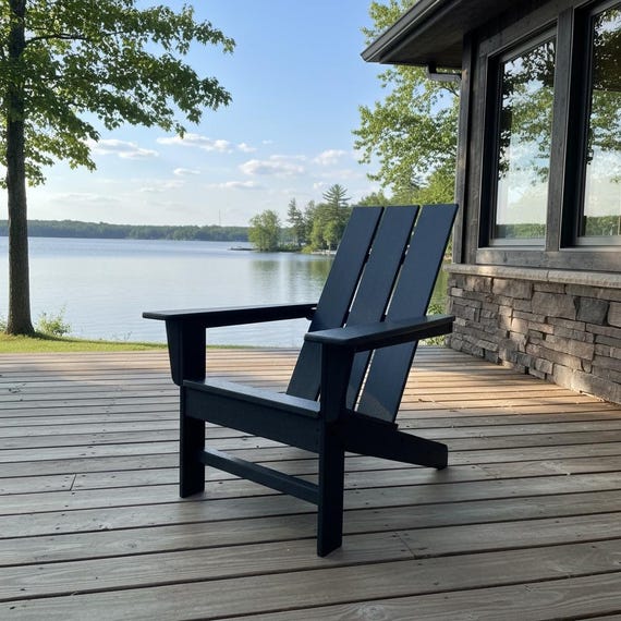 POLYCHAIR™ All-Weather Modern Flat Back Poly Adirondack Chair Outdoor Furniture | Heavy Poly not wood | Sustainable Recycled Plastic