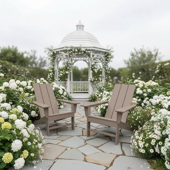 Modern Adirondack All-Weather POLYCHAIR™ Flat Back Poly Chair Recycled Plastic Poly not wood | Outdoor Furniture Durable Weatherproof Chair