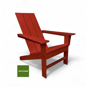 All-Weather POLYCHAIR™ Modern Flat Back Poly Adirondack Chair Outdoor Furniture | Heavy Recycled Plastic Poly not wood | Handmade in the USA
