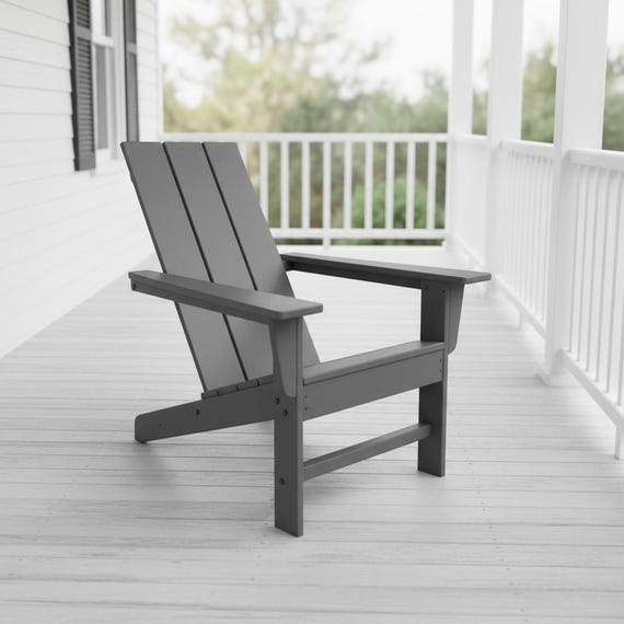 All-Weather POLYCHAIR™ Modern Flat Back Poly Adirondack Chair Outdoor Furniture | Heavy Recycled Plastic Poly not wood | Handmade in USA