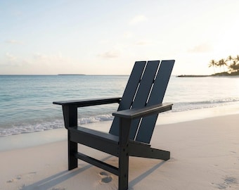POLYCHAIR™ All-Weather Modern Flat Back Poly Adirondack Chair Outdoor Furniture | Heavy Recycled Plastic Poly not wood | Weatherproof Chair