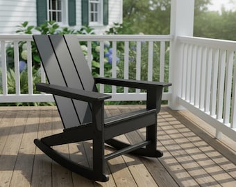 POLYCHAIR™ Rocker Modern Flat Back Poly Adirondack Chair All-Weather Outdoor Furniture | Handmade in the USA with Recycled Plastic