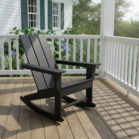 POLYCHAIR™ Rocker Modern Flat Back Poly Adirondack Chair All-Weather Outdoor Furniture | Handmade in the USA with Recycled Plastic