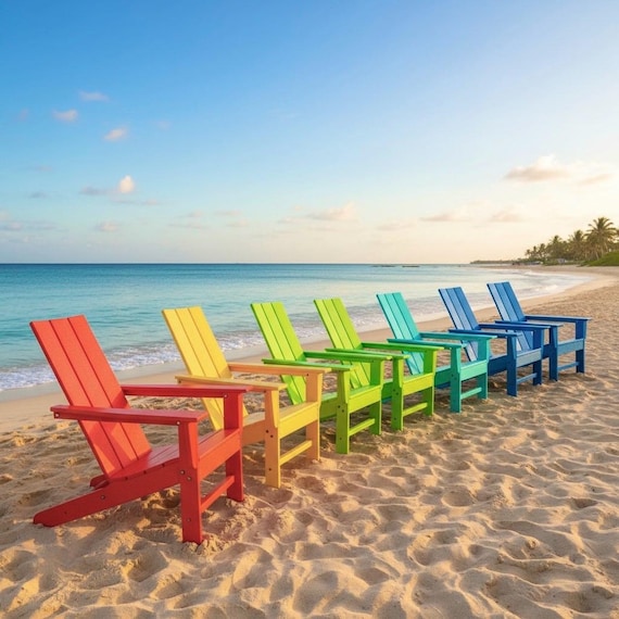 Modern Adirondack All-Weather POLYCHAIR™ Flat Back Poly Chair Recycled Plastic poly not wood | Outdoor Furniture Durable Weatherproof Chair