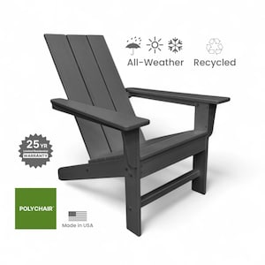 Adirondack Chair POLYCHAIR™ Modern Flat Back Poly All-Weather Outdoor Furniture | Handmade in the USA with Recycled Plastic | Free Shipping!